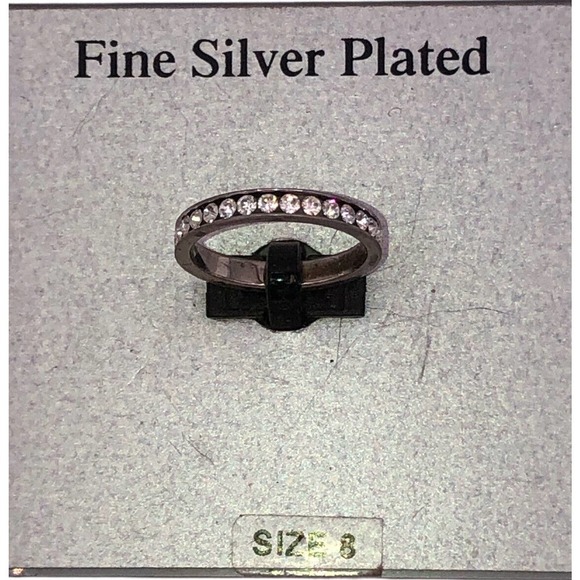 NWT Fine Sterling Silver Cubic Zirconia CZ Anniversary Band Ring Size 8 - Picture 2 of 6